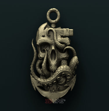 KRAKEN ON SKULL 3D STL 3DWave